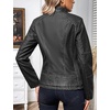 image:imageBellivera Faux Leather Jacket Women Motorcycle Zipper Stand Collar Bomber PU Bike Coat with PocketsGrey Retro