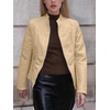 image:imageBellivera Faux Leather Jacket Women Motorcycle Zipper Stand Collar Bomber PU Bike Coat with PocketsKhaki Casual Jacket