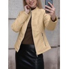 image:imageBellivera Faux Leather Jacket Women Motorcycle Zipper Stand Collar Bomber PU Bike Coat with PocketsKhaki Casual Jacket