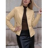 image:imageBellivera Faux Leather Jacket Women Motorcycle Zipper Stand Collar Bomber PU Bike Coat with PocketsKhaki Casual Jacket