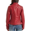 image:imageBellivera Faux Leather Jacket Women Motorcycle Zipper Stand Collar Bomber PU Bike Coat with PocketsRed
