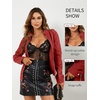 image:imageBellivera Faux Leather Jacket Women Motorcycle Zipper Stand Collar Bomber PU Bike Coat with PocketsRed