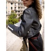 image:imageBellivera Womens Cropped Faux Leather Jacket Bomber Zip Up Coat PU Moto Bike OutwearBlack White Studded