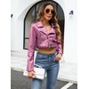image:imageBellivera Womens Cropped Faux Leather Jacket Bomber Zip Up Coat PU Moto Bike OutwearPurple Crop