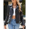 image:imageBellivera Womens Faux Leather Embroidered Casual Lapel Jacket Floral Lightweight Moto Biker Coat for Spring FallBlack Studded Jacket