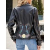 image:imageBellivera Womens Faux Leather Embroidered Casual Lapel Jacket Floral Lightweight Moto Biker Coat for Spring FallBlack Studded Jacket
