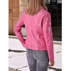 image:imageBellivera Womens Faux Leather Embroidered Casual Lapel Jacket Floral Lightweight Moto Biker Coat for Spring FallPink