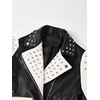 image:imageBellivera Womens Faux Leather Motorcycle Jacket Zip Up Stand with PocketsBlackwhite