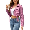 image:imageBellivera Womens Cropped Faux Leather Jacket Bomber Zip Up Coat PU Moto Bike OutwearPurple Crop
