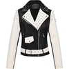 image:imageBellivera Womens Faux Leather Motorcycle Jacket Zip Up Stand with PocketsBlackwhite