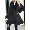 image:imageBellivera Faux Fur Jacket Women Furlined Winter Thicken Parka Long Sleeve Coat with BeltBlack