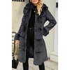 image:imageBellivera Faux Fur Jacket Women Furlined Winter Thicken Parka Long Sleeve Coat with BeltBlack Long