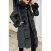 image:imageBellivera Faux Fur Jacket Women Furlined Winter Thicken Parka Long Sleeve Coat with BeltBlack Long