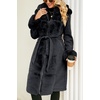 image:imageBellivera Faux Fur Jacket Women Furlined Winter Thicken Parka Long Sleeve Coat with BeltBlack Long