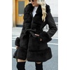 image:imageBellivera Faux Fur Jacket Women Furlined Winter Thicken Parka Long Sleeve Coat with BeltBlack Mid Length