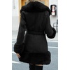 image:imageBellivera Faux Fur Jacket Women Furlined Winter Thicken Parka Long Sleeve Coat with BeltBlack Mid Length
