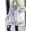 image:imageBellivera Faux Fur Jacket Women Furlined Winter Thicken Parka Long Sleeve Coat with BeltGrey