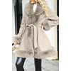image:imageBellivera Faux Fur Jacket Women Furlined Winter Thicken Parka Long Sleeve Coat with BeltKhaki