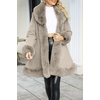 image:imageBellivera Faux Fur Jacket Women Furlined Winter Thicken Parka Long Sleeve Coat with BeltKhaki