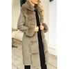 image:imageBellivera Faux Fur Jacket Women Furlined Winter Thicken Parka Long Sleeve Coat with BeltKhaki Long