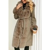 image:imageBellivera Faux Fur Jacket Women Furlined Winter Thicken Parka Long Sleeve Coat with BeltKhaki Long