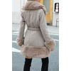 image:imageBellivera Faux Fur Jacket Women Furlined Winter Thicken Parka Long Sleeve Coat with BeltKhaki Mid Length