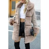image:imageBellivera Faux Fur Jacket Women Furlined Winter Thicken Parka Long Sleeve Coat with BeltKhaki Mid Length