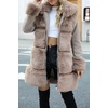 image:imageBellivera Faux Fur Jacket Women Furlined Winter Thicken Parka Long Sleeve Coat with BeltKhaki Mid Length