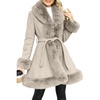 image:imageBellivera Faux Fur Jacket Women Furlined Winter Thicken Parka Long Sleeve Coat with BeltKhaki