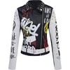 image:imageBellivera Faux Leather Jacket for Women Floral Moto Short Coat  Vegan Spring Fall Belted Streetwear with Punk Graffiti Graphic Print Notched Studded Lapel Asymmetrical zip For ConcertWhite