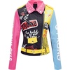 image:imageBellivera Faux Leather Jacket for Women Floral Moto Short Coat  Vegan Spring Fall Belted Streetwear with Punk Graffiti Graphic Print Notched Studded Lapel Asymmetrical zip For ConcertPink Blue