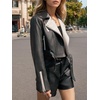 image:imageBellivera Womens Cropped Faux Leather Jacket Bomber PU Moto Coat  Lightweight Lined Zip Up Aviator Bike Outwear Cute Short Spring Fall Edgy Vintage Outfit for Casual Rock ConcertBlack White Studded