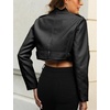 image:imageBellivera Womens Cropped Faux Leather Jacket Bomber PU Moto Coat  Lightweight Lined Zip Up Aviator Bike Outwear Cute Short Spring Fall Edgy Vintage Outfit for Casual Rock ConcertBlack Crop