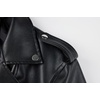 image:imageBellivera Womens Faux Leather ColorBlock Moto Zip Up Jacket  Regular Fit PU Shell Asymmetrical Zip Front ColorBlock Design Belted Waist Ideal for Streetwear and ConcertsBlackgreenred