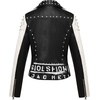 image:imageBellivera Womens Faux Leather ColorBlock Moto Zip Up Jacket  Regular Fit PU Shell Asymmetrical Zip Front ColorBlock Design Belted Waist Ideal for Streetwear and ConcertsBlackwhite