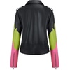 image:imageBellivera Womens Faux Leather ColorBlock Moto Zip Up Jacket  Regular Fit PU Shell Asymmetrical Zip Front ColorBlock Design Belted Waist Ideal for Streetwear and ConcertsBlackgreenred