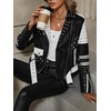 image:imageBellivera Womens Faux Leather ColorBlock Moto Zip Up Jacket  Regular Fit PU Shell Asymmetrical Zip Front ColorBlock Design Belted Waist Ideal for Streetwear and ConcertsWhite Black Jacket