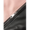 image:imageBellivera Womens Faux Leather ColorBlock Moto Zip Up Jacket  Regular Fit PU Shell Asymmetrical Zip Front ColorBlock Design Belted Waist Ideal for Streetwear and ConcertsBlackpink