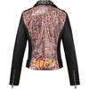 image:imageBellivera Womens Faux Leather ColorBlock Moto Zip Up Jacket  Regular Fit PU Shell Asymmetrical Zip Front ColorBlock Design Belted Waist Ideal for Streetwear and ConcertsBlackleopard