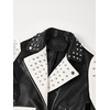 image:imageBellivera Womens Faux Leather ColorBlock Moto Zip Up Jacket  Regular Fit PU Shell Asymmetrical Zip Front ColorBlock Design Belted Waist Ideal for Streetwear and ConcertsBlackwhite