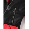 image:imageBellivera Womens Faux Leather ColorBlock Moto Zip Up Jacket  Regular Fit PU Shell Asymmetrical Zip Front ColorBlock Design Belted Waist Ideal for Streetwear and ConcertsRedblack