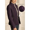image:imageBellivera Womens FleeceLined Diamond Quilted Puffer Jacket Winter Coat  Stand Collar Casual Padded Outerwear with Soft Thermal Lining Zipper Front and Classic Stitched SurfaceDark Purple