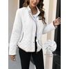 image:imageBellivera Womens FleeceLined Diamond Quilted Puffer Jacket Winter Coat  Stand Collar Casual Padded Outerwear with Soft Thermal Lining Zipper Front and Classic Stitched SurfaceWhite Diamond