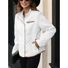 image:imageBellivera Womens FleeceLined Diamond Quilted Puffer Jacket Winter Coat  Stand Collar Casual Padded Outerwear with Soft Thermal Lining Zipper Front and Classic Stitched SurfaceWhite Diamond