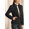 image:imageBellivera Womens FleeceLined Diamond Quilted Puffer Jacket Winter Coat  Stand Collar Casual Padded Outerwear with Soft Thermal Lining Zipper Front and Classic Stitched SurfaceBlack