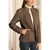 image:imageBellivera Womens FleeceLined Diamond Quilted Puffer Jacket Winter Coat  Stand Collar Casual Padded Outerwear with Soft Thermal Lining Zipper Front and Classic Stitched SurfaceBrown