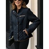 image:imageBellivera Womens FleeceLined Diamond Quilted Puffer Jacket Winter Coat  Stand Collar Casual Padded Outerwear with Soft Thermal Lining Zipper Front and Classic Stitched SurfaceBlackish Blue