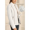 image:imageBellivera Womens FleeceLined Diamond Quilted Puffer Jacket Winter Coat  Stand Collar Casual Padded Outerwear with Soft Thermal Lining Zipper Front and Classic Stitched SurfaceWhite