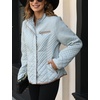 image:imageBellivera Womens FleeceLined Diamond Quilted Puffer Jacket Winter Coat  Stand Collar Casual Padded Outerwear with Soft Thermal Lining Zipper Front and Classic Stitched SurfaceGrey Diamond