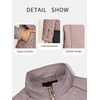 image:imageBellivera Womens FleeceLined Diamond Quilted Puffer Jacket Winter Coat  Stand Collar Casual Padded Outerwear with Soft Thermal Lining Zipper Front and Classic Stitched SurfacePink
